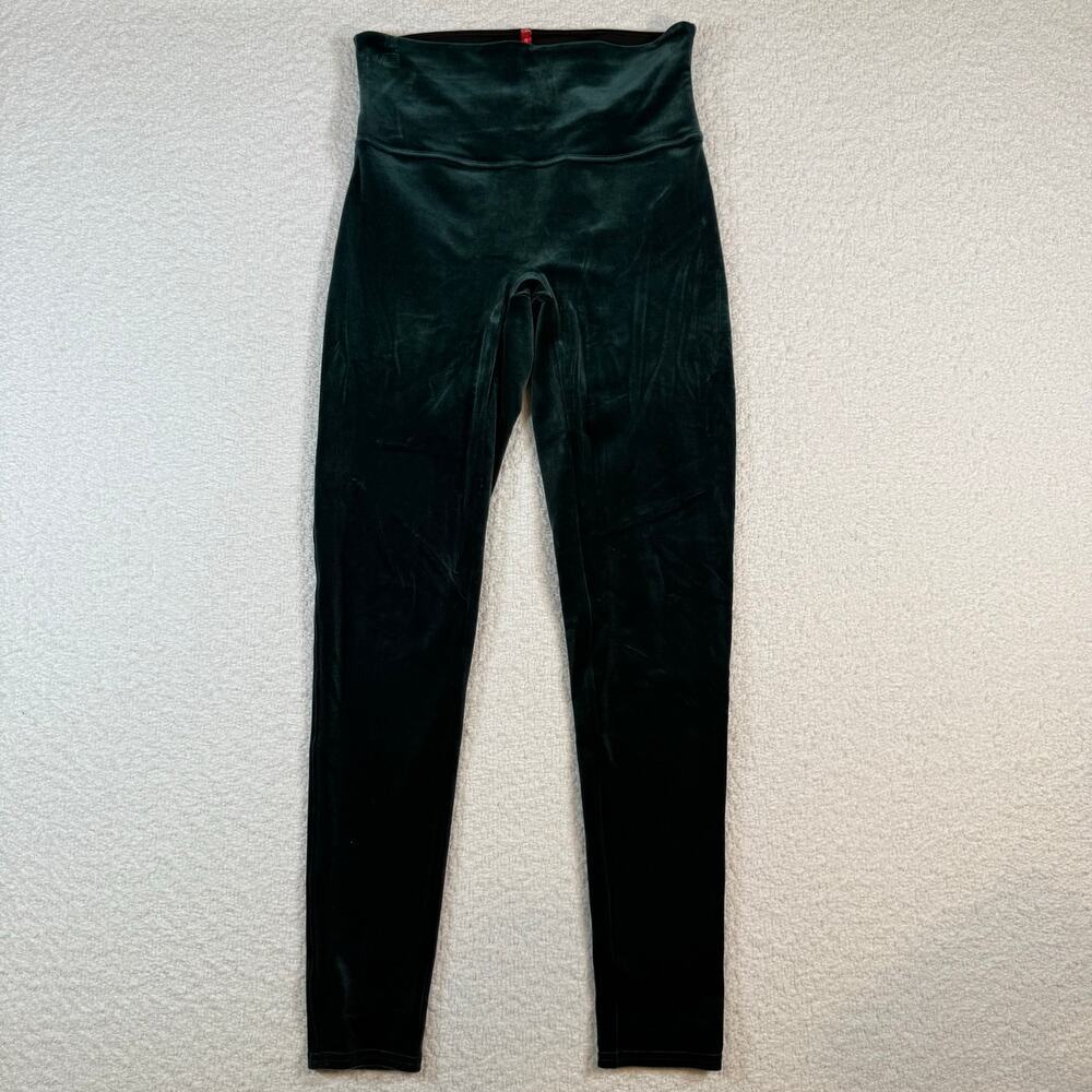 Spanx Womens Olive Green Velvet High Rise Leggings Size large